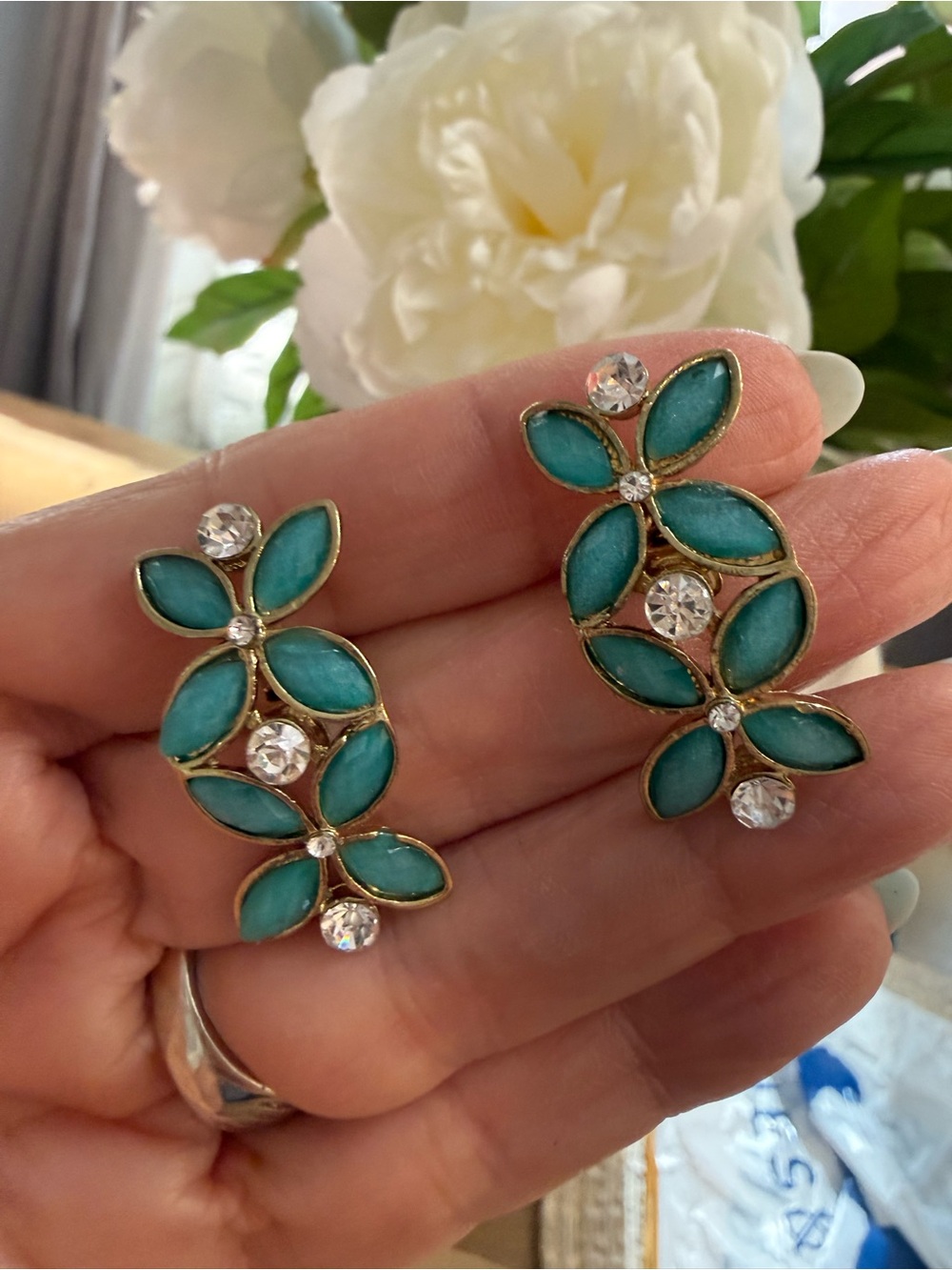 Vintage Teal Leaf Crystal Drop Earrings - Women's Jewelry

Vintage clip ins